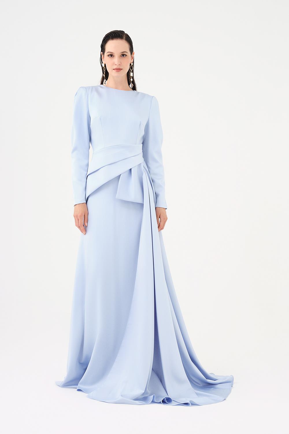 Saten Prenses Kesim Uzun Abiye Elbise - 9068C