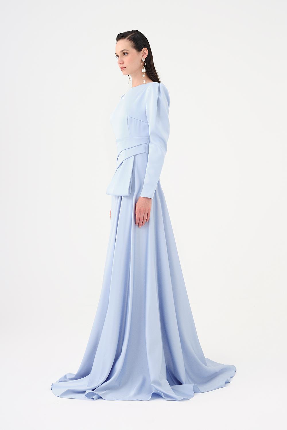 Saten Prenses Kesim Uzun Abiye Elbise - 9068C