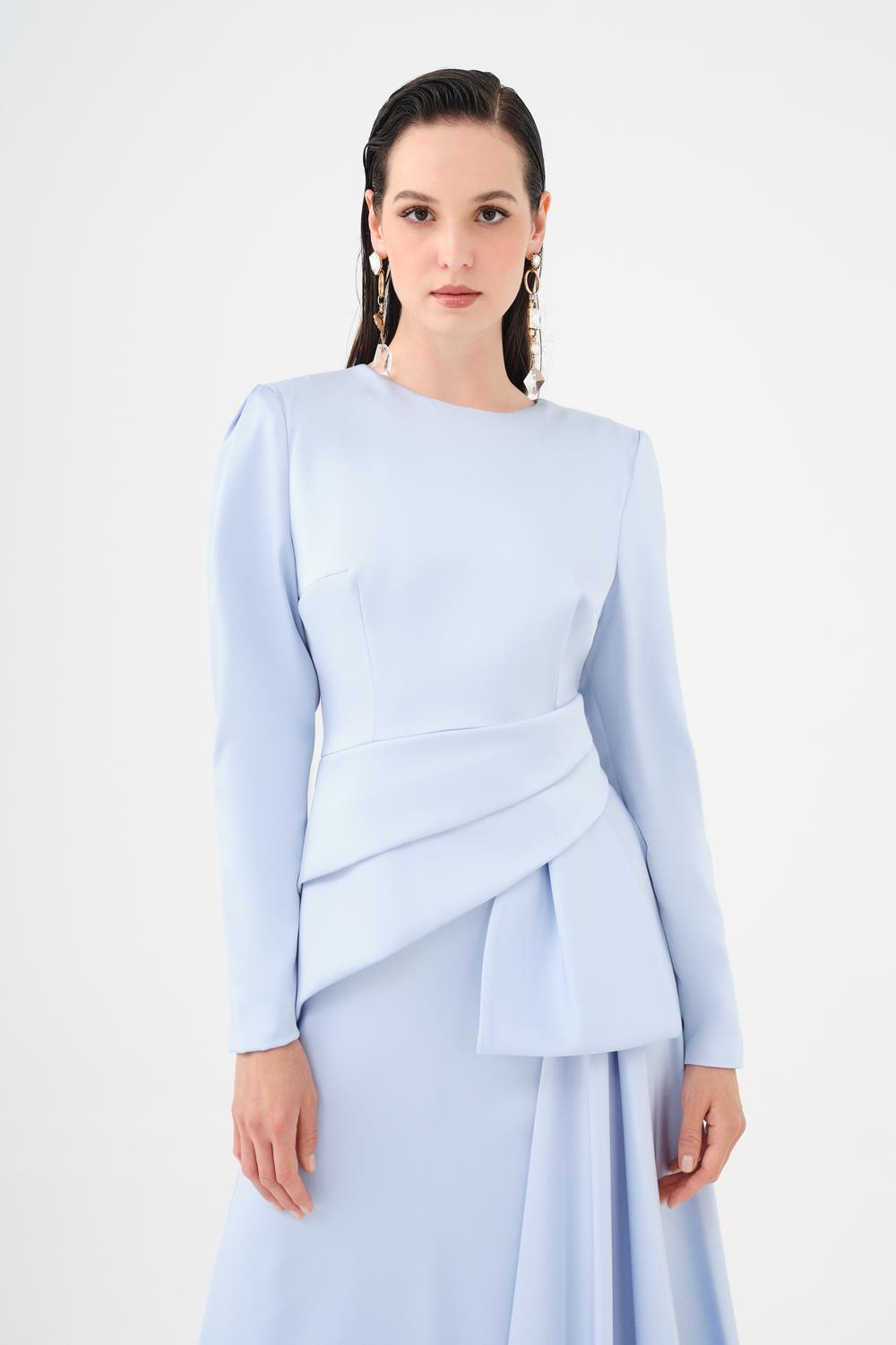 Saten Prenses Kesim Uzun Abiye Elbise - 9068C