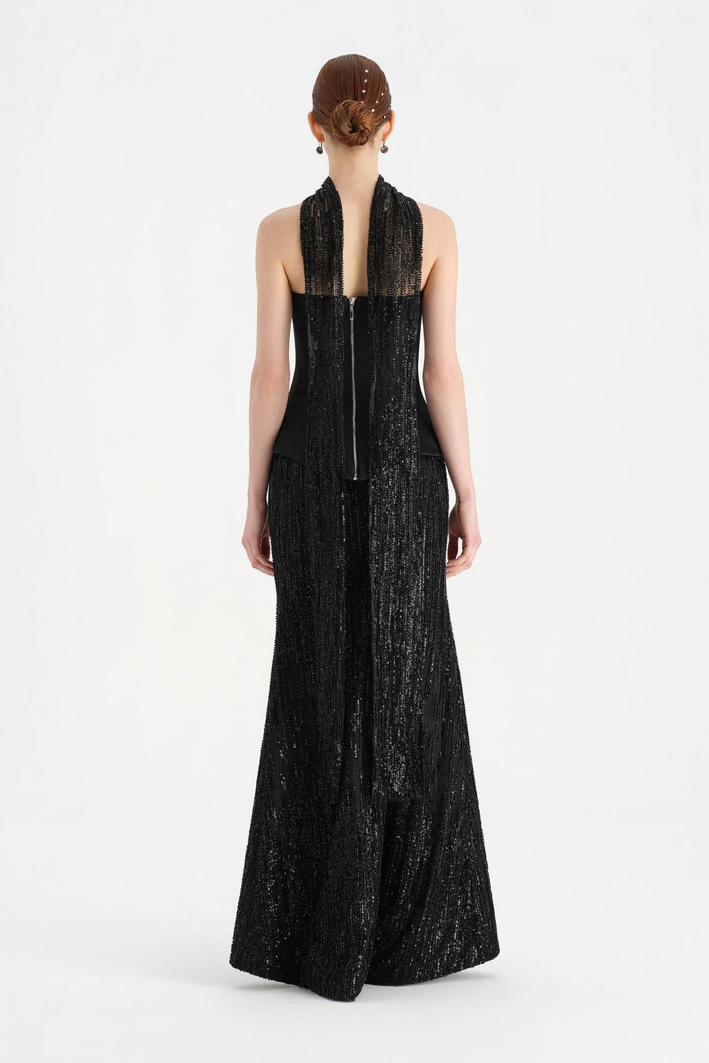 Satin Bustier Crystal-Embellished Evening Set - 26067C