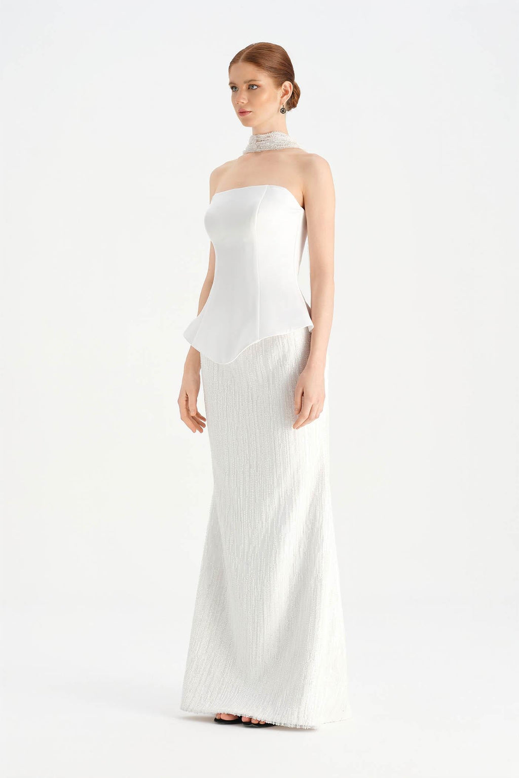 Satin Bustier Crystal-Embellished Evening Set - 26067C