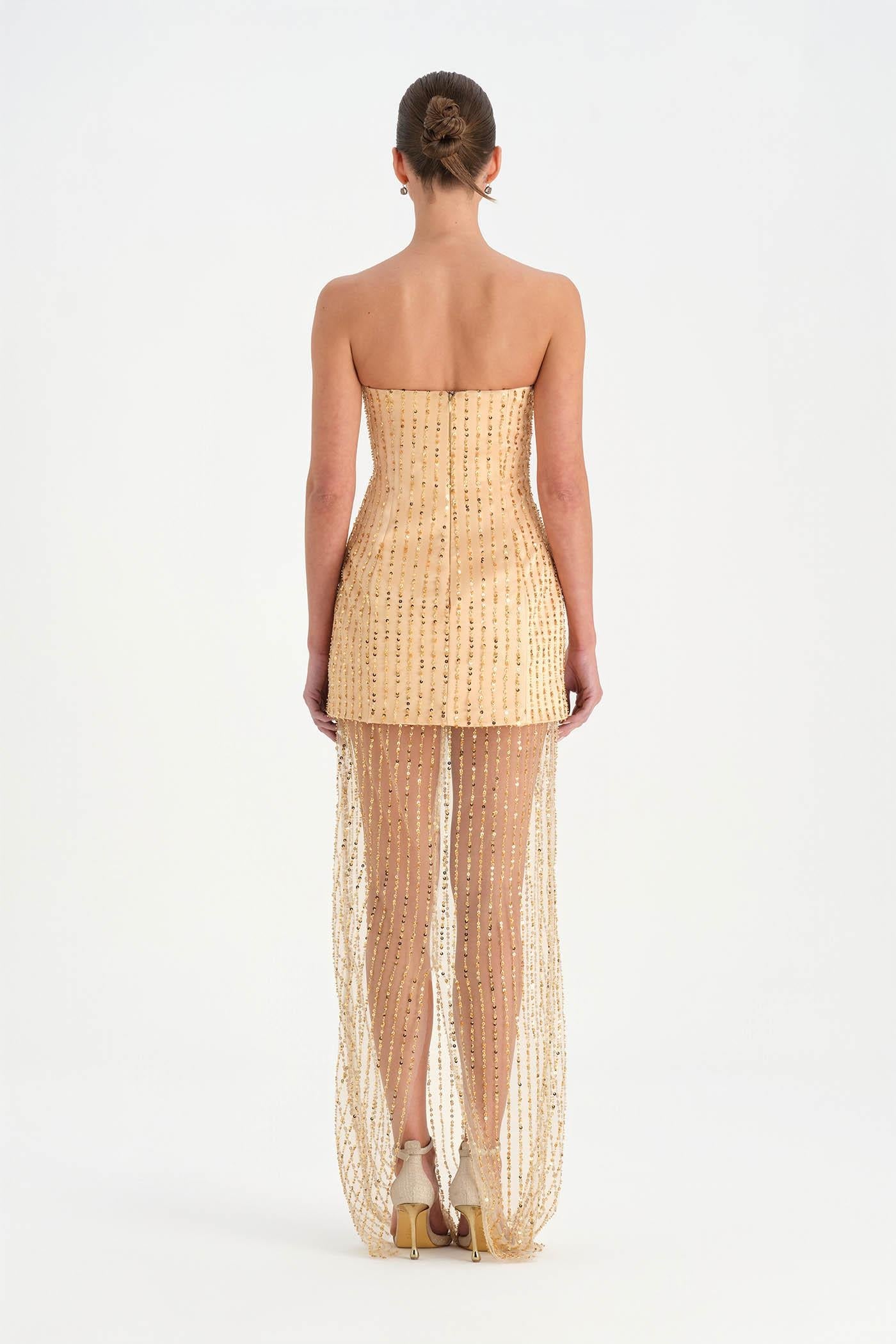 Strapless Crystal-Embellished Tulle Evening Dress - 26053C