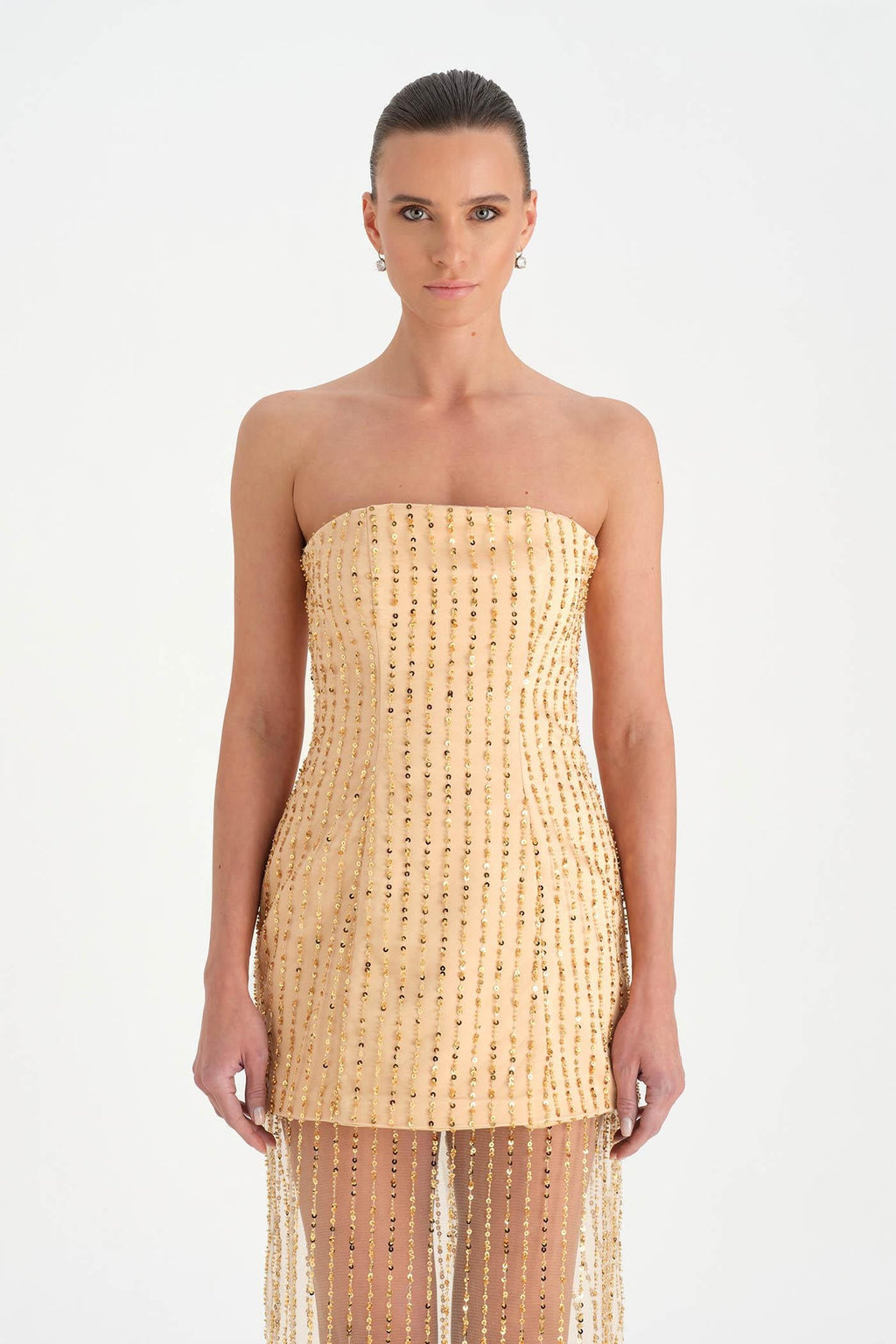 Strapless Crystal-Embellished Tulle Evening Dress - 26053C