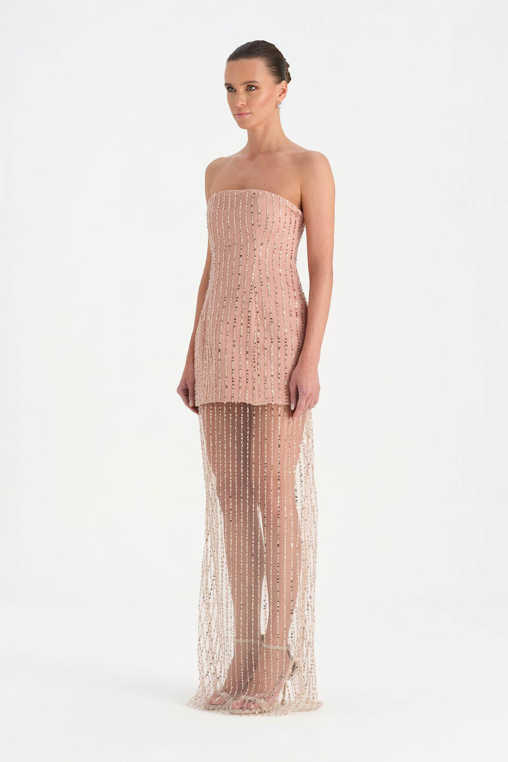 Strapless Crystal-Embellished Tulle Evening Dress - 26053C