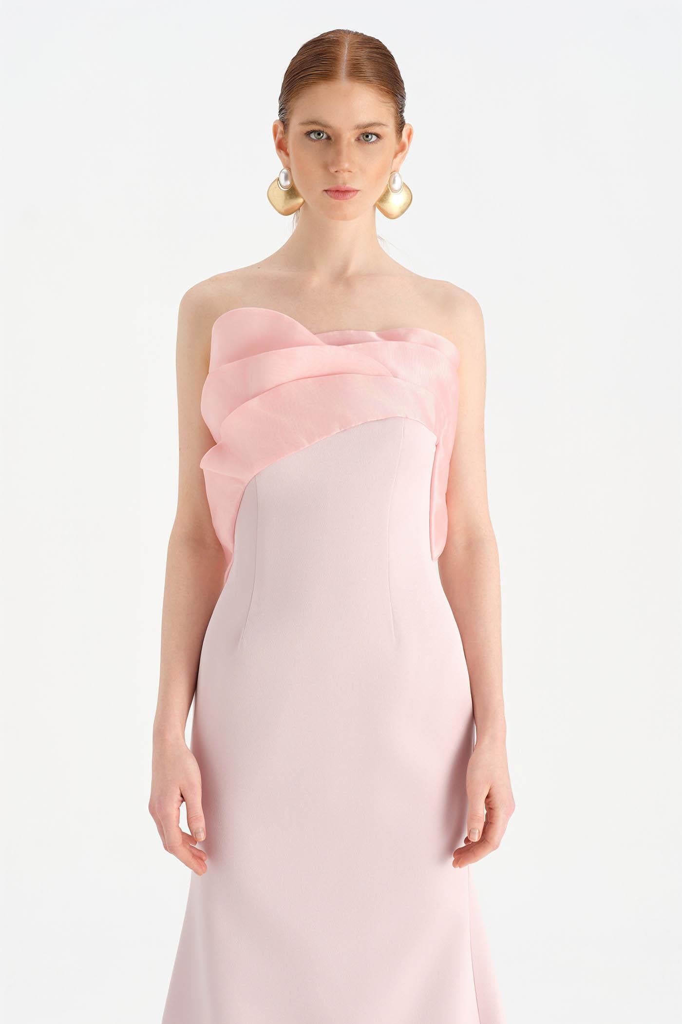 Strapless Mermaid Evening Dress with Bust Detail - 26102C