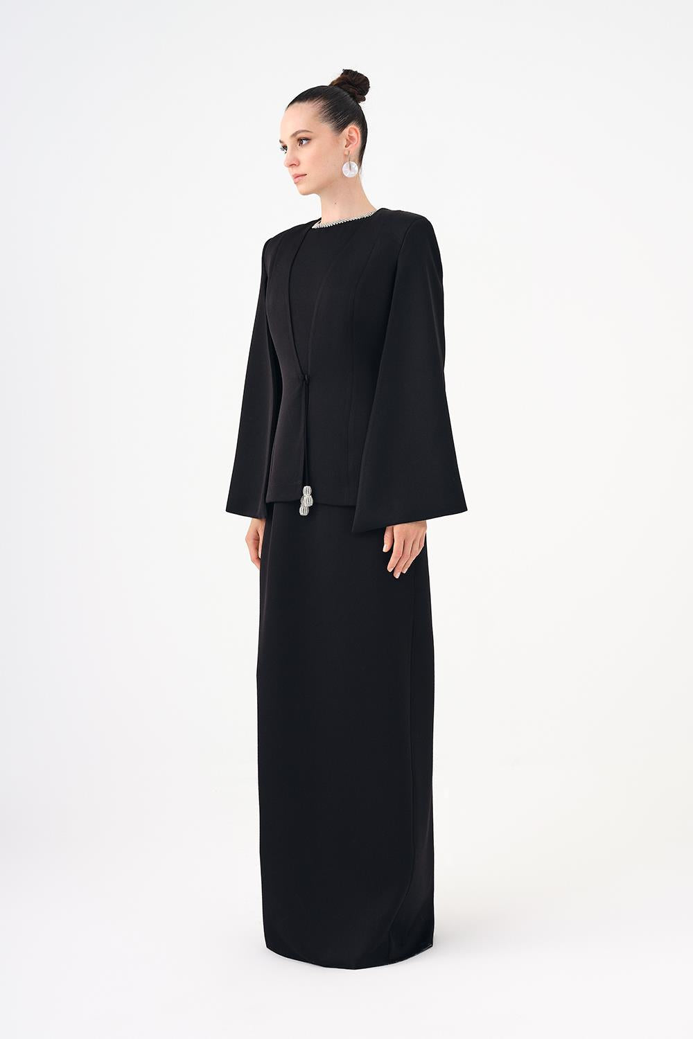 Taş İşleme Detaylı Abiye Elbise - Ceket Takım - 9018C