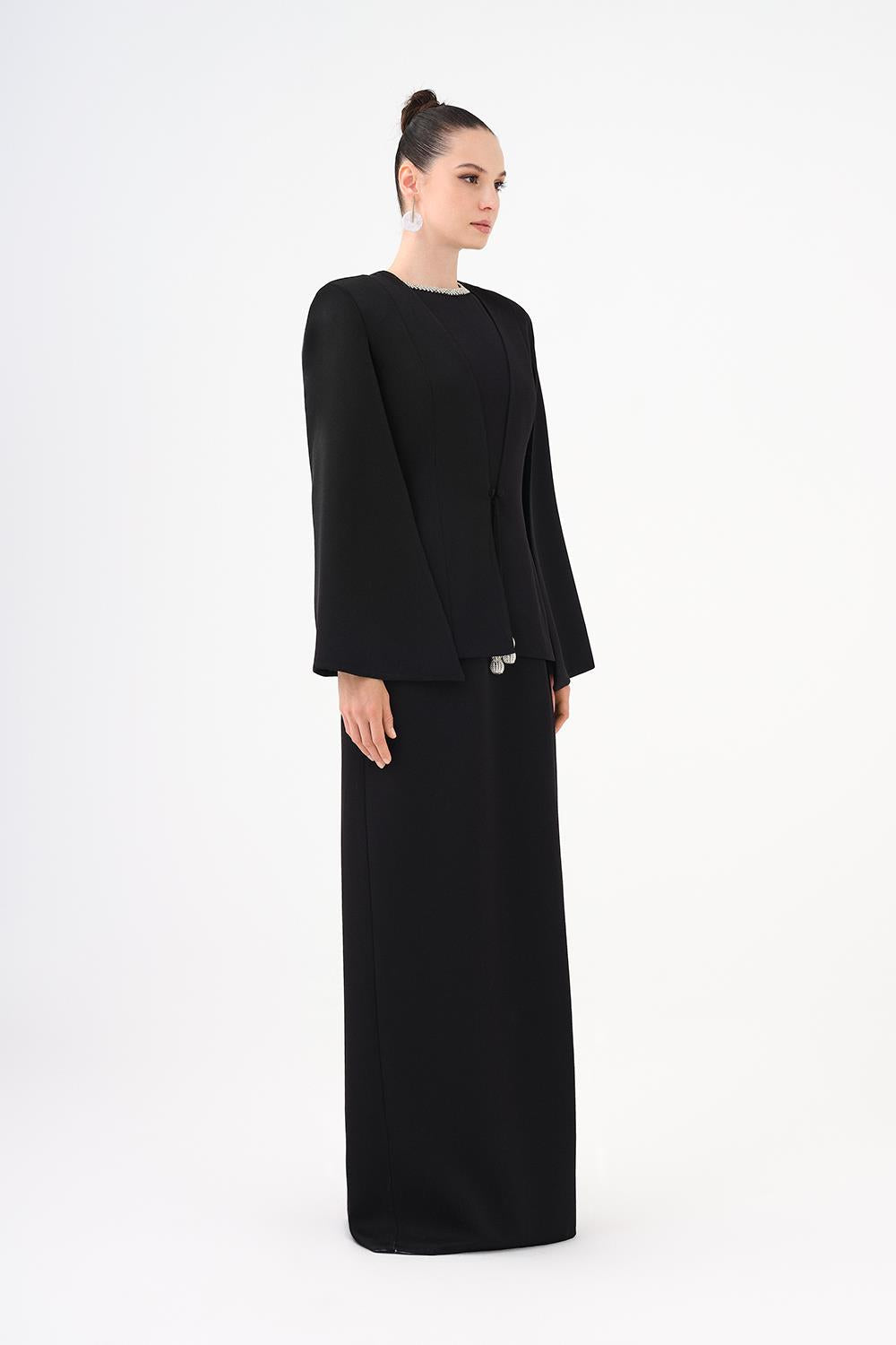 Taş İşleme Detaylı Abiye Elbise - Ceket Takım - 9018C