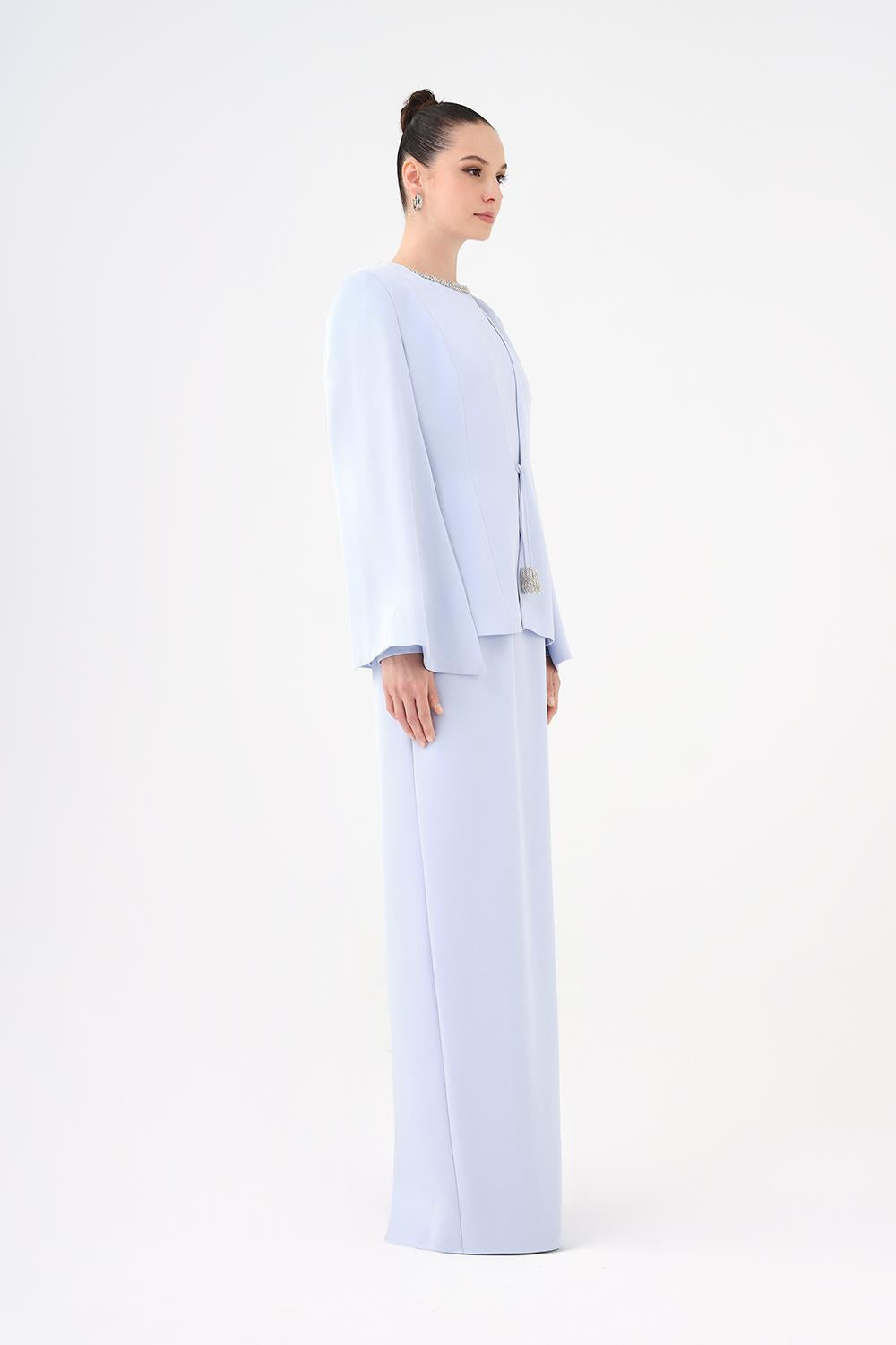 Taş İşleme Detaylı Abiye Elbise - Ceket Takım - 9018C