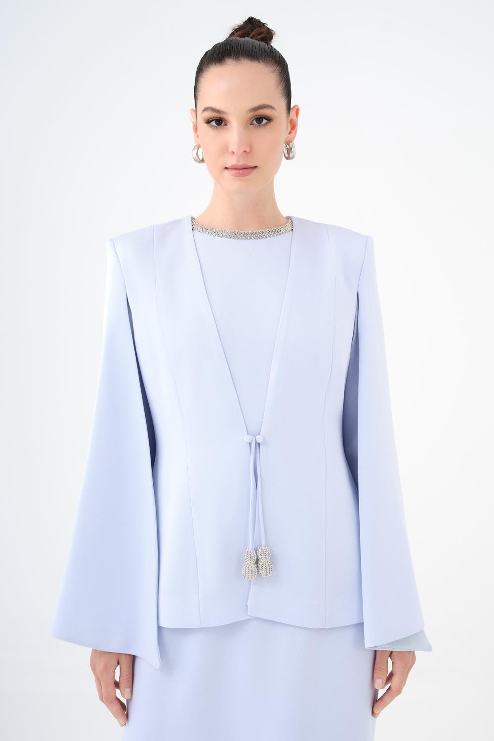 Taş İşleme Detaylı Abiye Elbise - Ceket Takım - 9018C