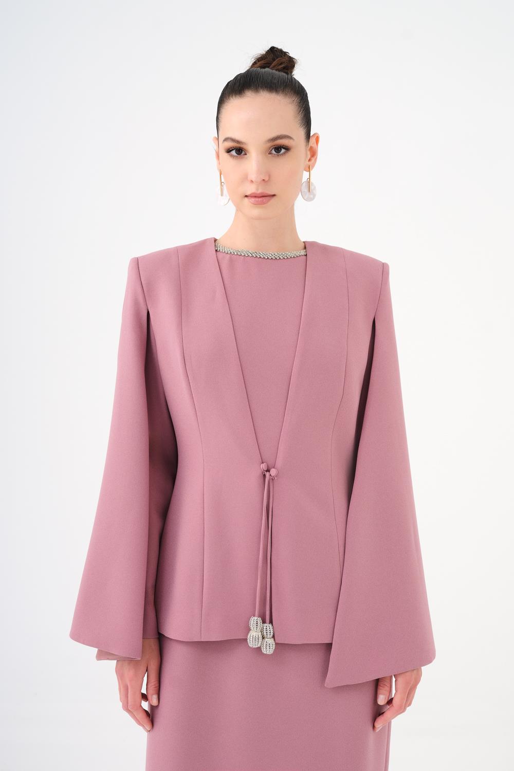 Taş İşleme Detaylı Abiye Elbise - Ceket Takım - 9018C