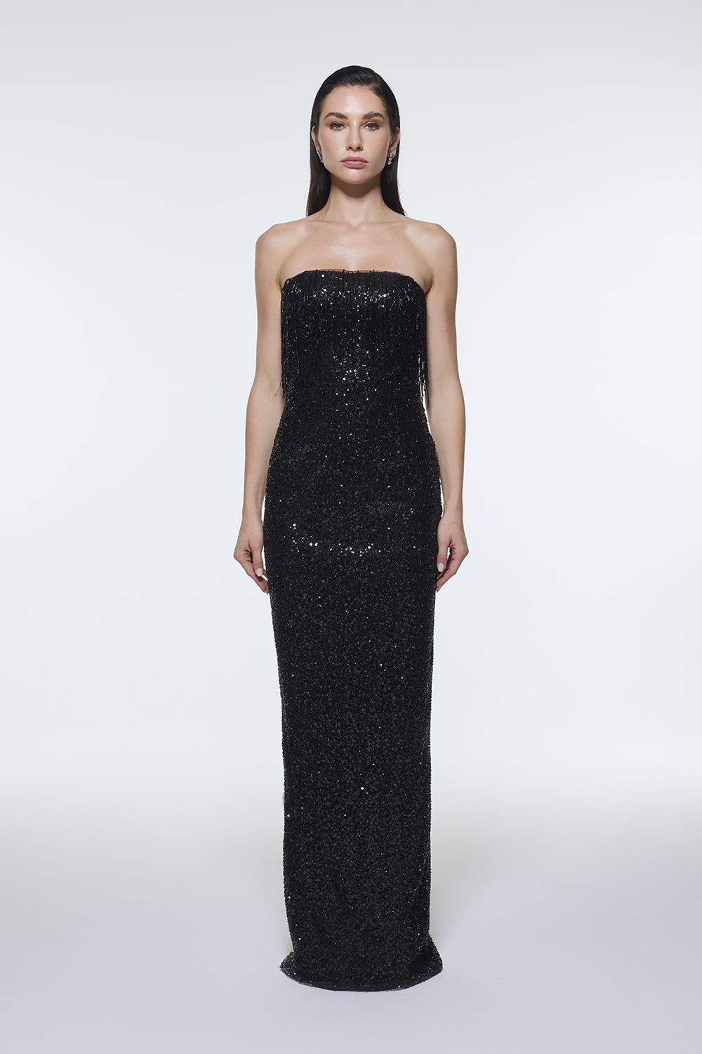 Taş İşlemeli Straplez Uzun Abiye Elbise - 9202C