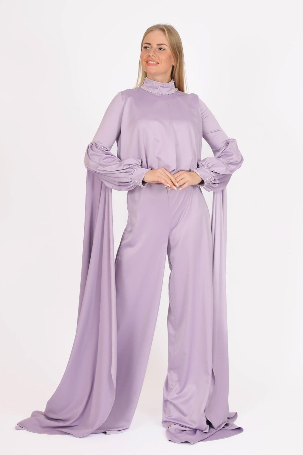 Sıfır Yaka Kemer Detaylı Tesettür Tulum Elbise - 8003C