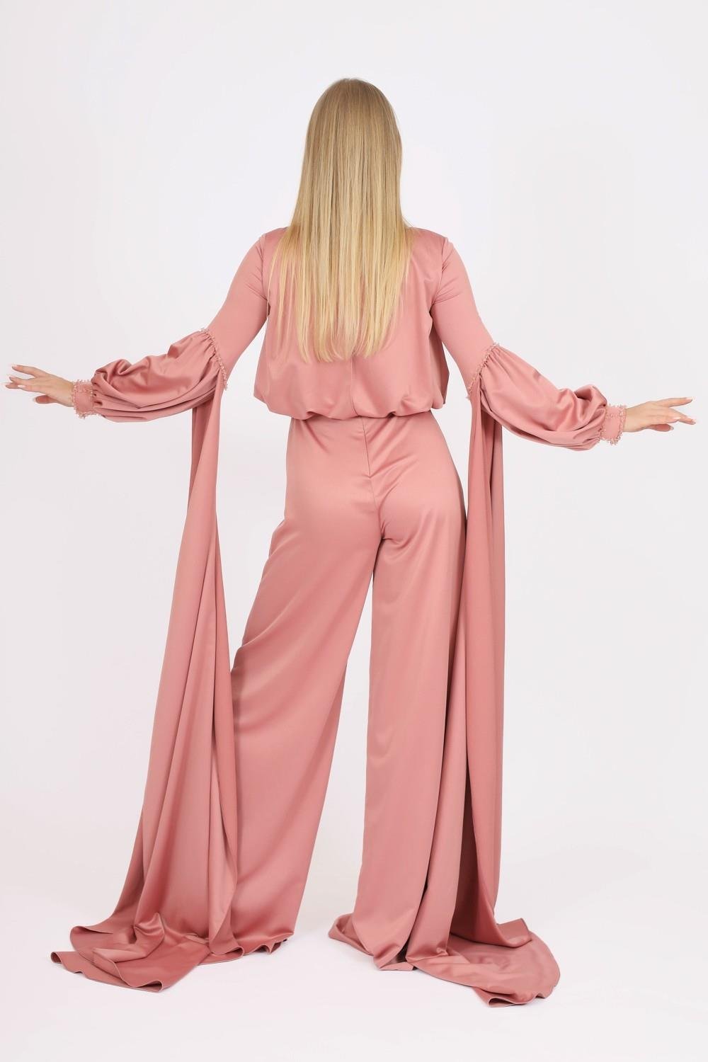 Sıfır Yaka Kemer Detaylı Tesettür Tulum Elbise - 8003C