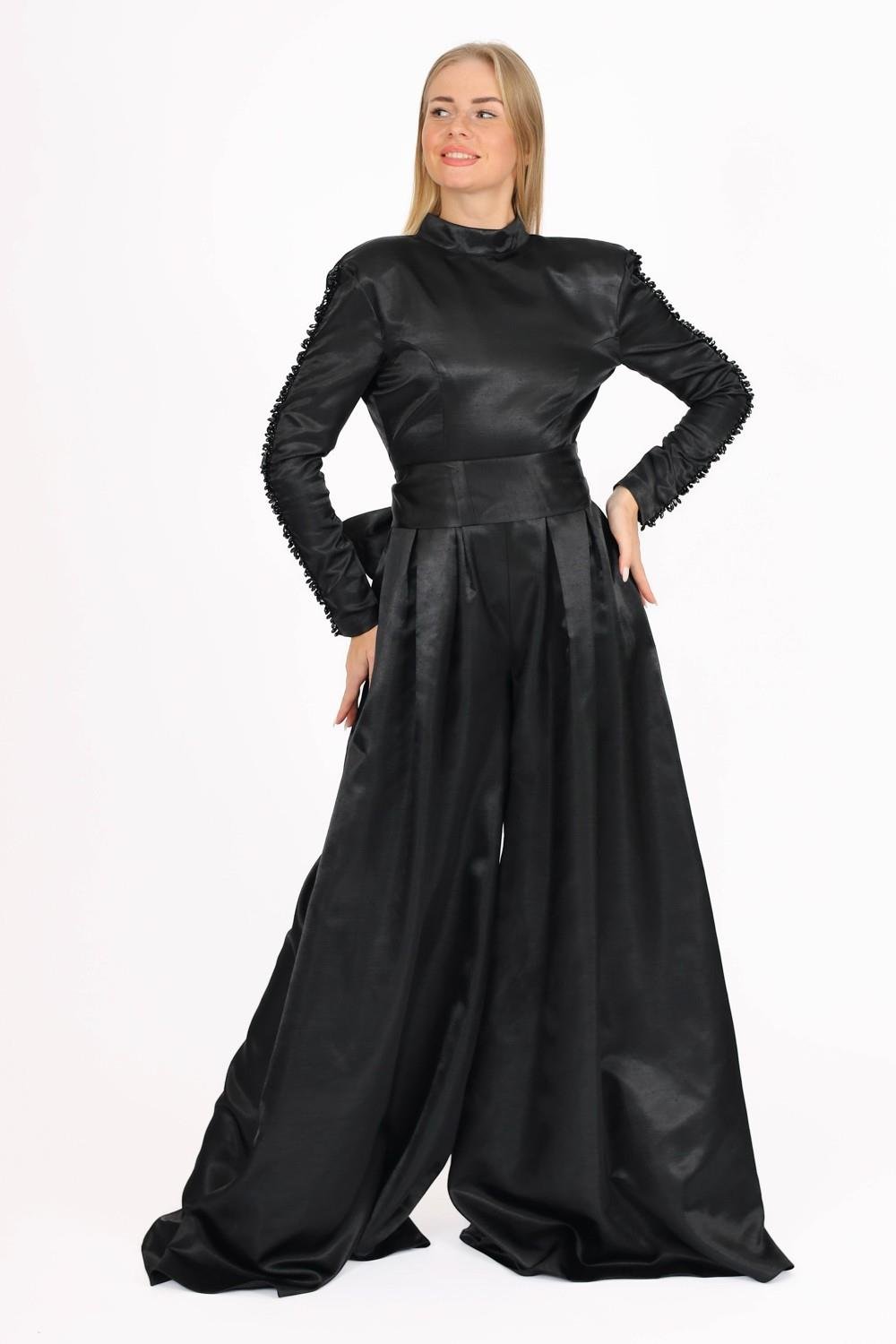 Hakim Yaka Saten Tesettür Tulum Elbise - 8004C