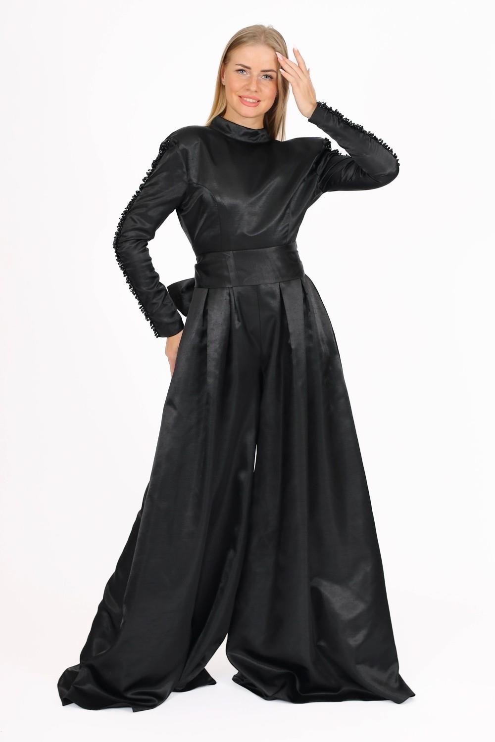 Hakim Yaka Saten Tesettür Tulum Elbise - 8004C