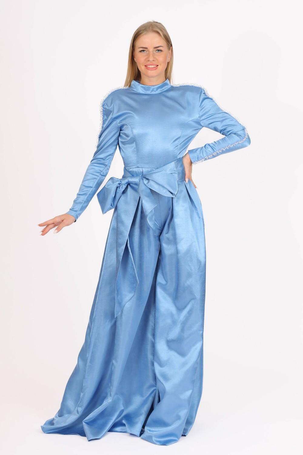 Hakim Yaka Saten Tesettür Tulum Elbise - 8004C