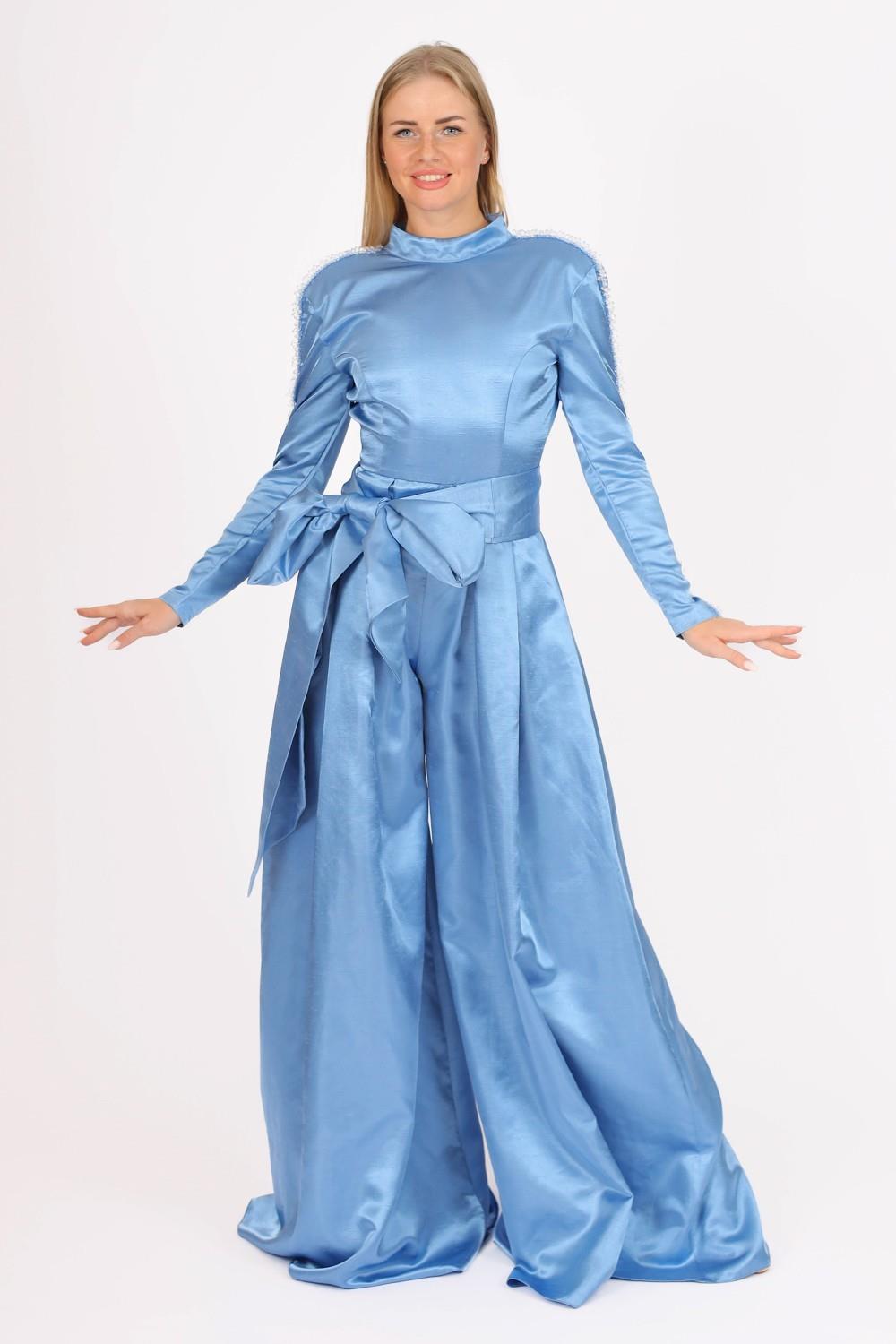 Hakim Yaka Saten Tesettür Tulum Elbise - 8004C