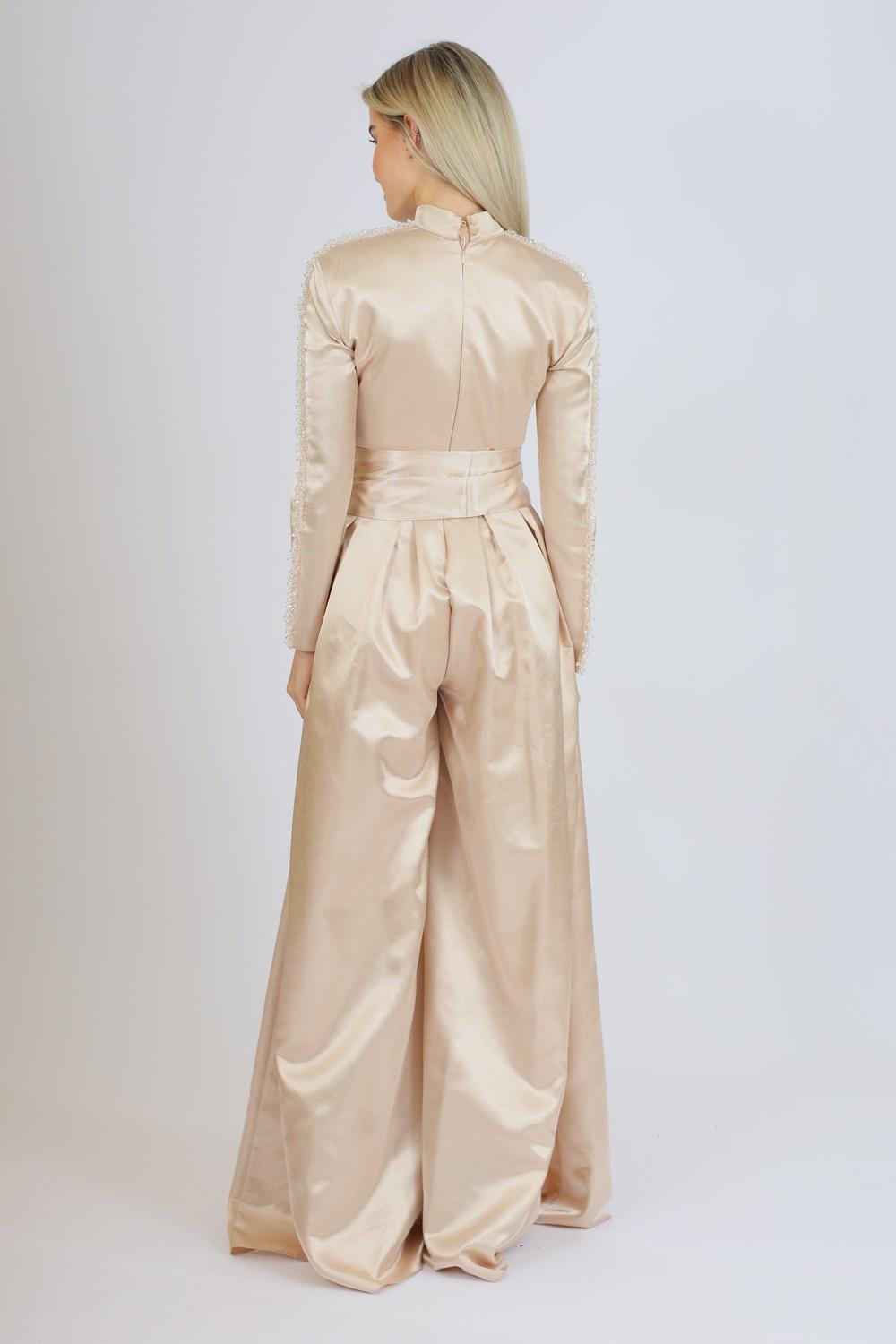 Hakim Yaka Saten Tesettür Tulum Elbise - 8004C