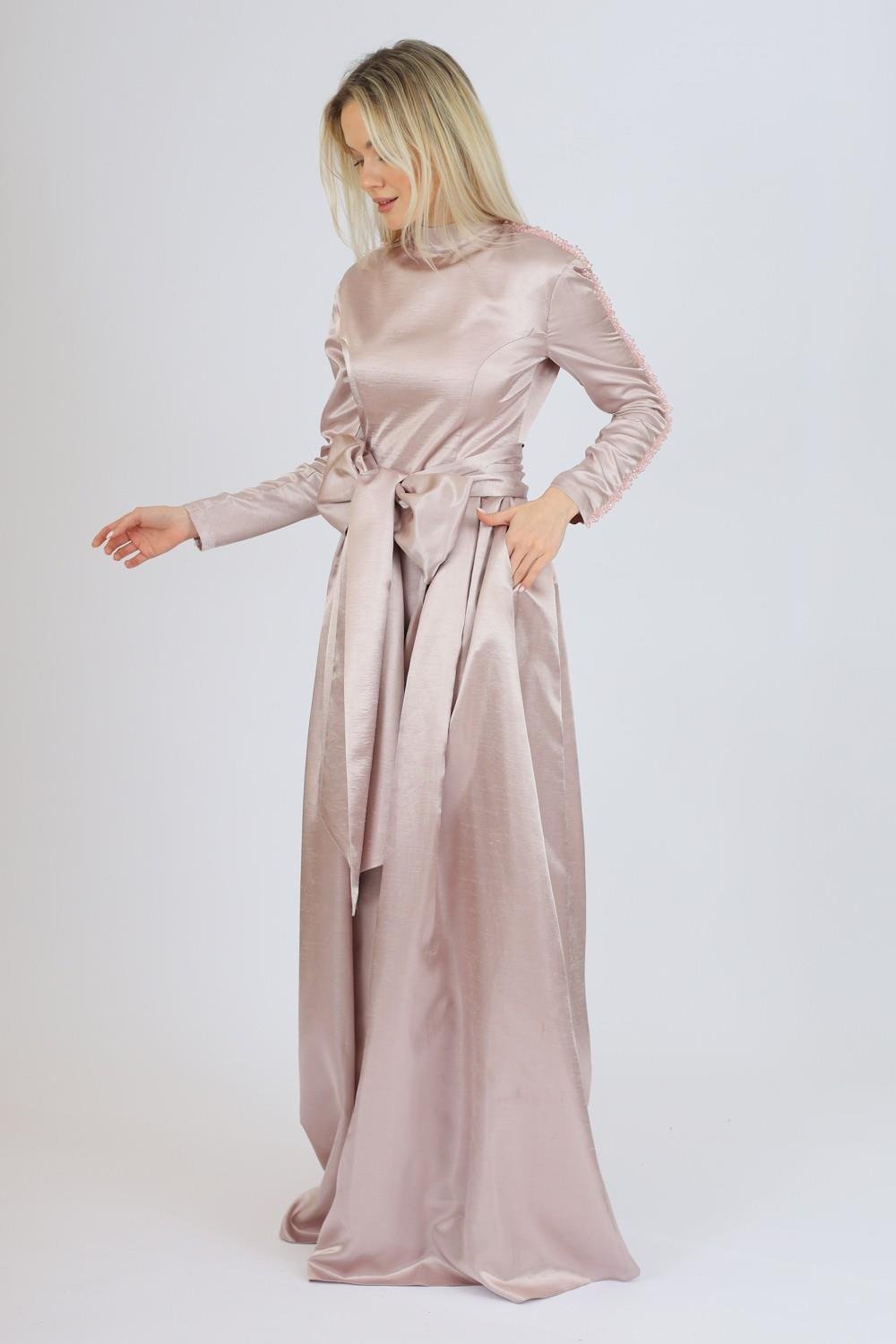 Hakim Yaka Saten Tesettür Tulum Elbise - 8004C