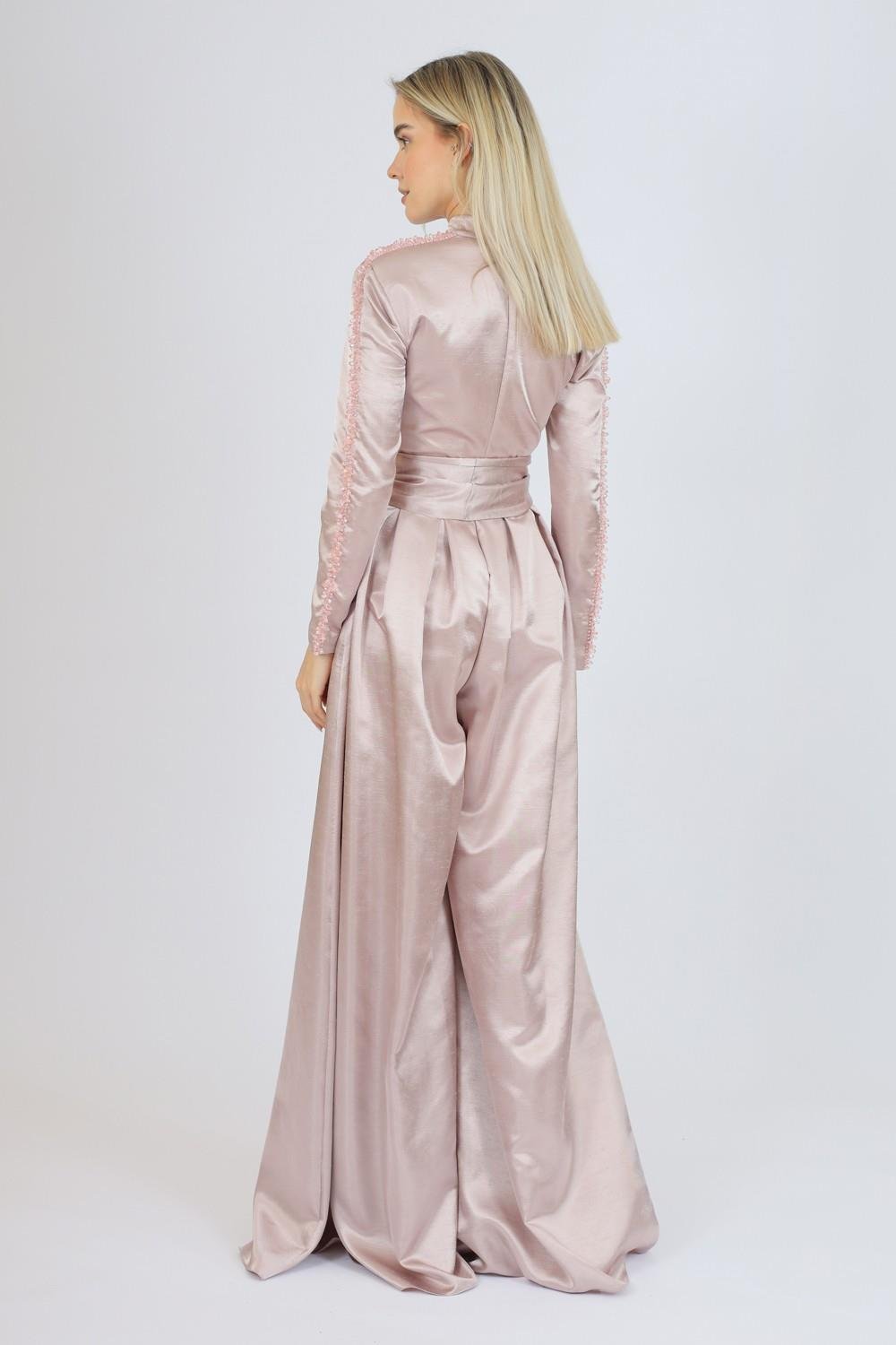 Hakim Yaka Saten Tesettür Tulum Elbise - 8004C